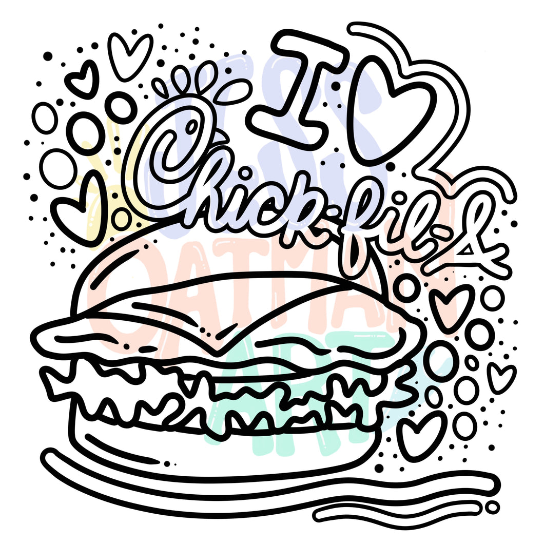 Chicken Sandwich Coloring Page