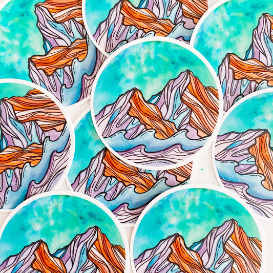 Circle Waves and Mountain Sticker
