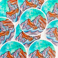 Circle Waves and Mountain Sticker