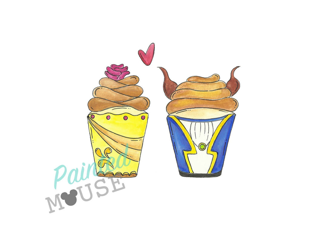 Beauty and the Beast Cupcake Print