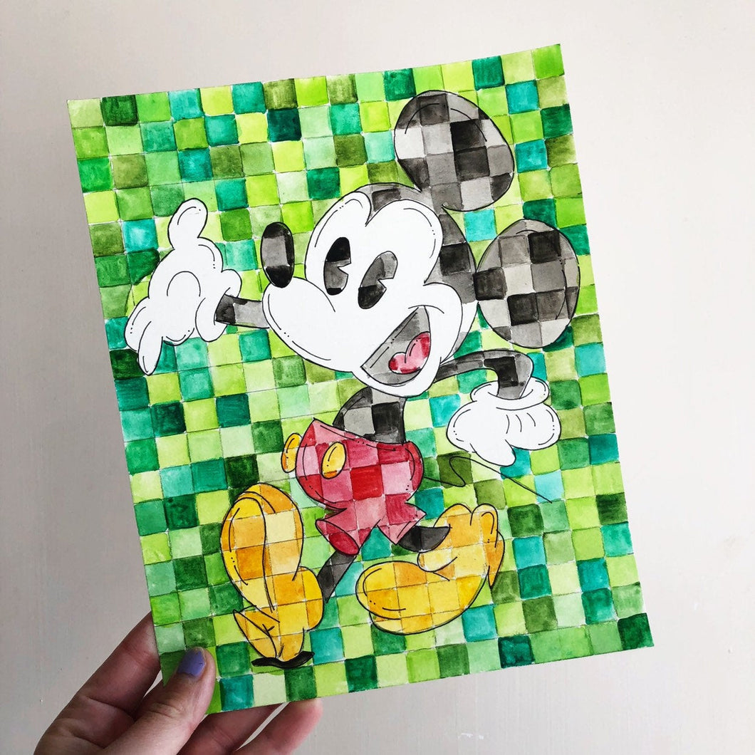 Green Squares Mickey