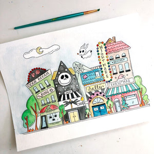 Nightmare Before Christmas Town Print