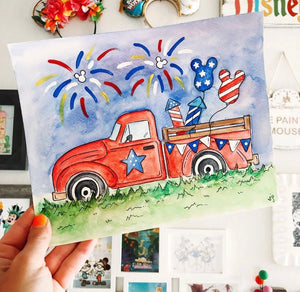 Patriotic Vintage Truck Print