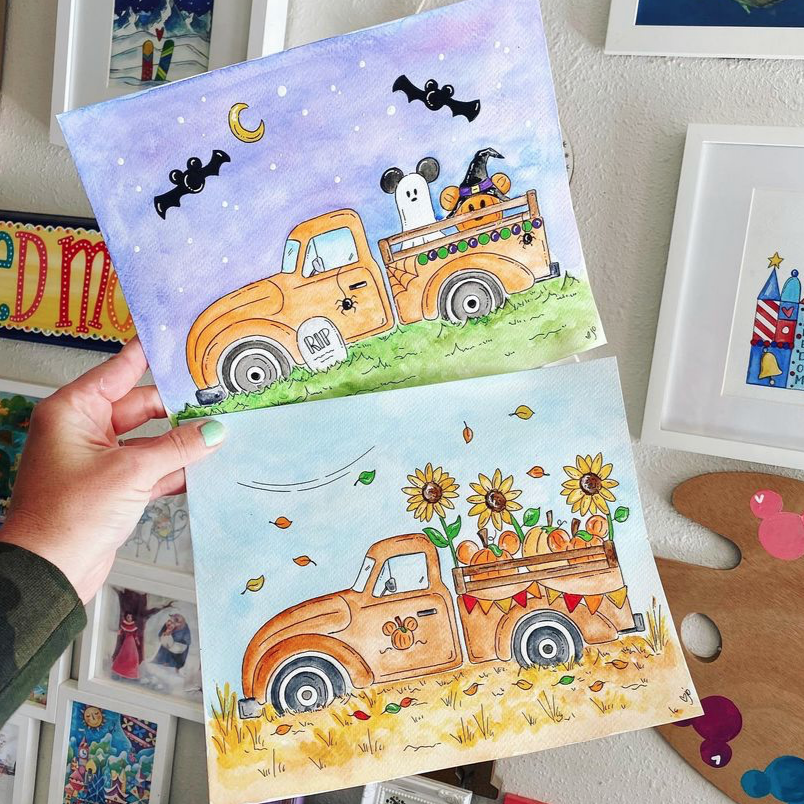 Halloween or Fall Vintage Truck Print