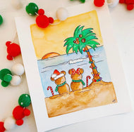 Christmas Sand Mickey and Minnie Print